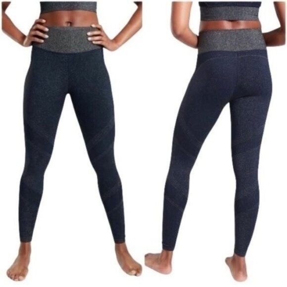 Athleta Twilight Tight Leggings Navy Glitter Sparkle Shimmer High Waisted Size S - Picture 1 of 7